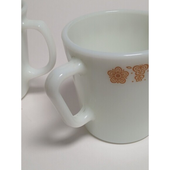 Vintage Pyrex Butterfly Gold Coffee Mug & Creamer Set 2 Mugs 1 Creamer MCM EUC - Picture 10 of 12